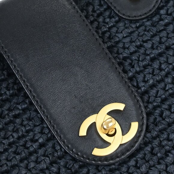 Chanel Navy Straw Chain Tote Handbag 115859 - Picture 5 of 10